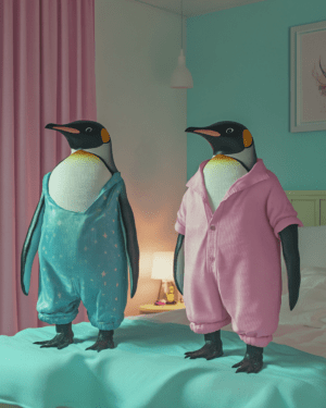 Two Penguins in Pajamas