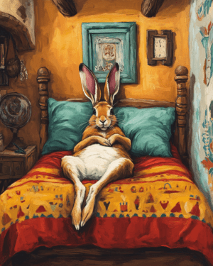 Jackrabbit on Bed