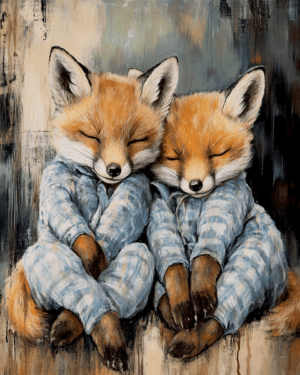 Two Fox Cubs in Pajamas