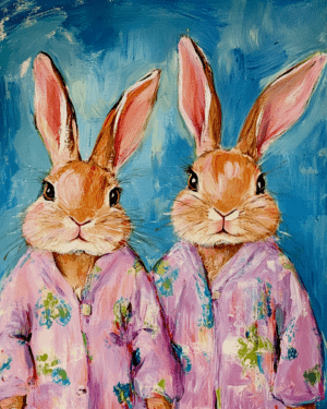 Two Rabbits in Pajamas