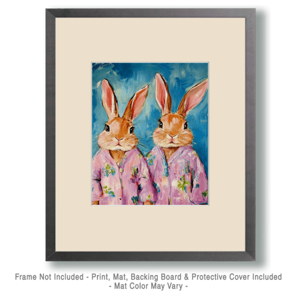 Two Rabbits in Pajamas Art