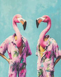 Two Flamingos in Pajamas