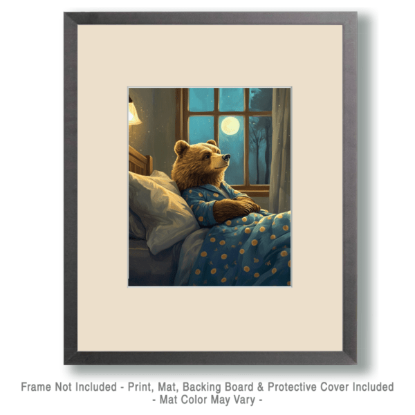 Bear Awake in Bed Art