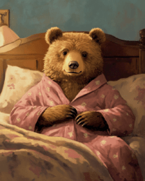 Bear in Pink Pajamas in Bed