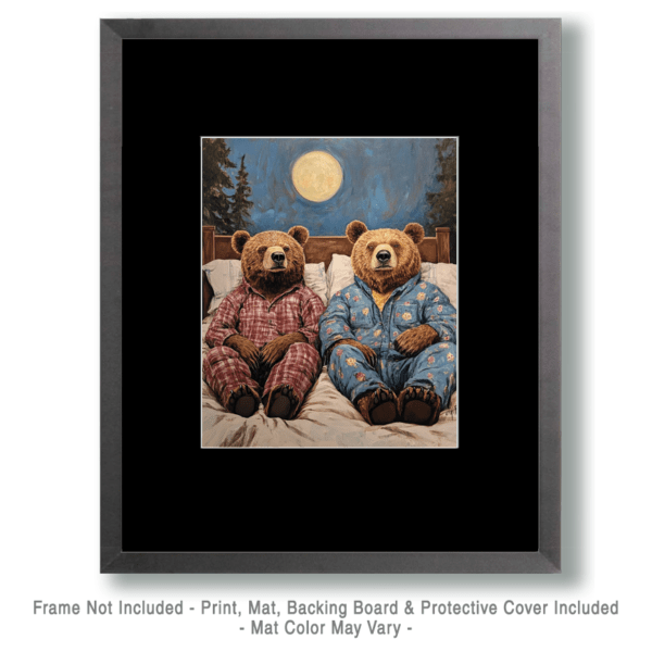 Two Bears in Pajamas in Bed Art