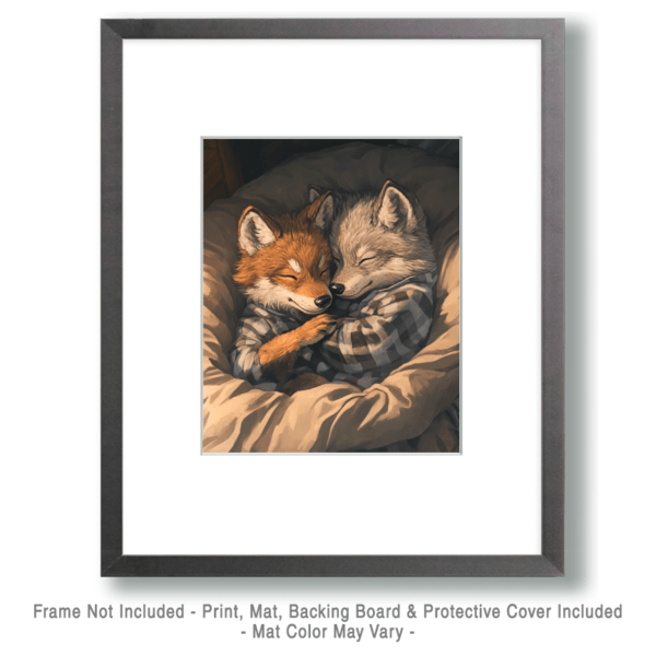 A Pair of Fox Kits in Bed Art