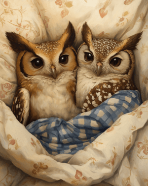 Two Owls in Bed