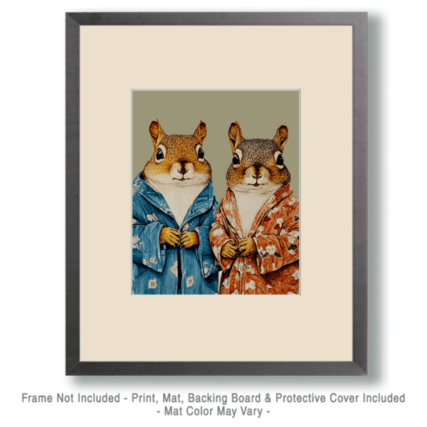 Two Squirrels in Bed Art