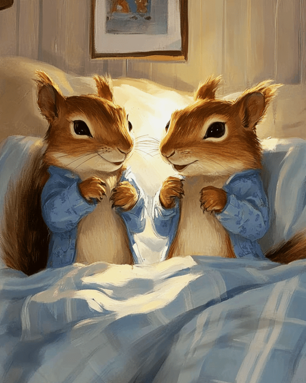 A Pair of Squirrels in Bed