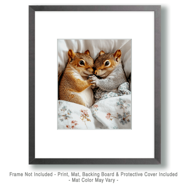 A Pair of Squirrels Kits in Bed Art