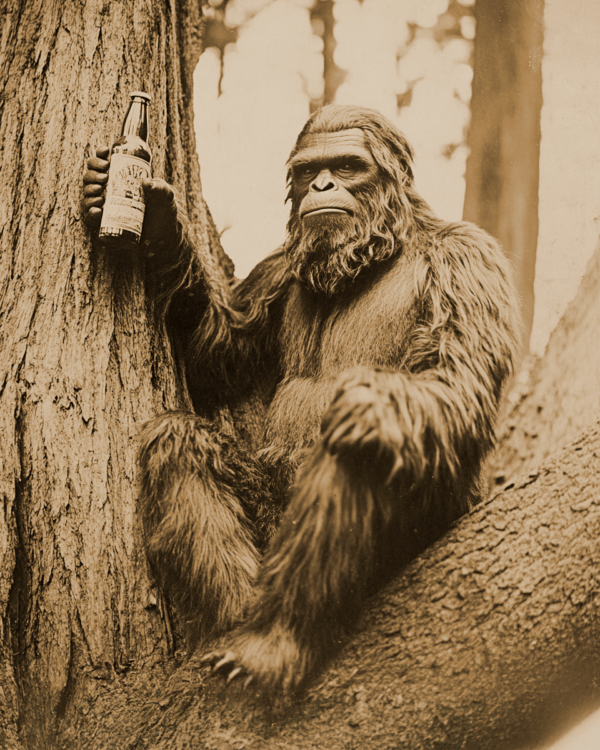 Bigfoot Relaxing with a Beer