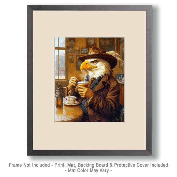 Bald Eagle Enjoying a Cup of Joe Art