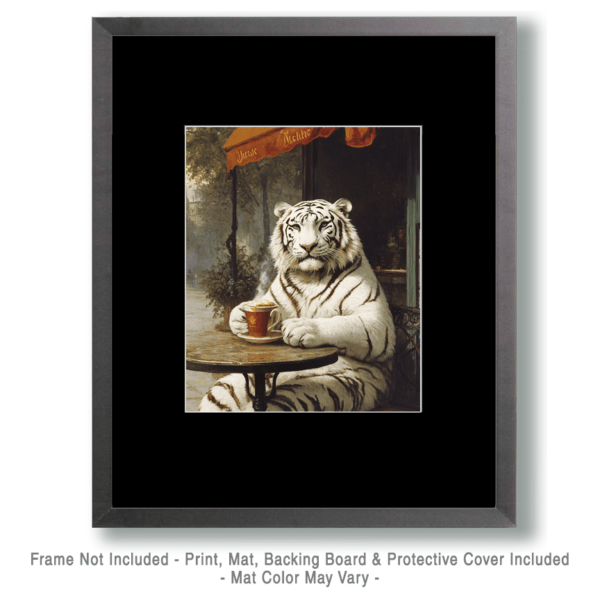 White Tiger Enjoying a Cup of Joe Art