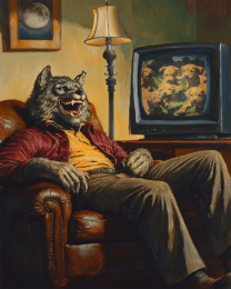 Everyday Wolfman watching tv