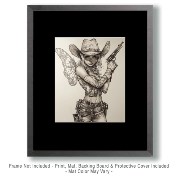 Pencil Drawing Cowgirl Fairy Art