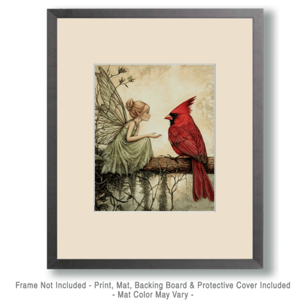 Fairy Confides in Cardinal (Bird) Art