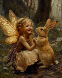 Fairy Laughing with Bunny Rabbit