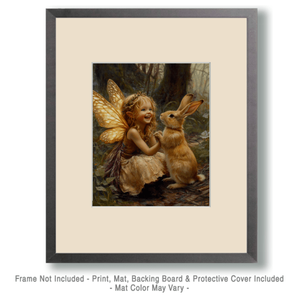 Fairy Laughing with Bunny Rabbit Art