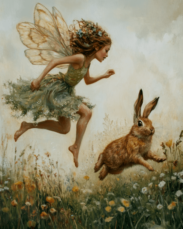 Fairy Jumping with Rabbit