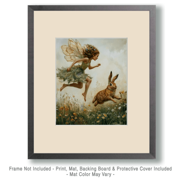 Fairy Jumping with Rabbit Art