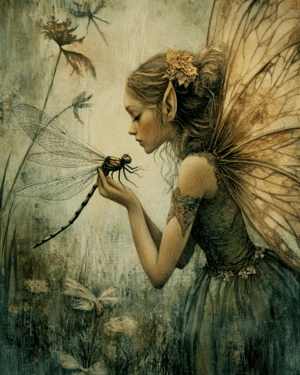 Fairy Holding a Dragonfly