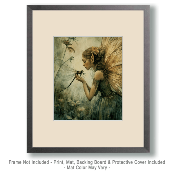 Fairy Holding a Dragonfly Art