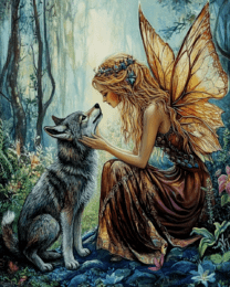 Fairy with Her Young Wolf