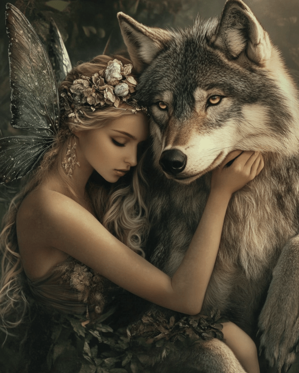 Fairy with Her Wolf