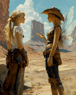 Fairy Talking to Cowgirl