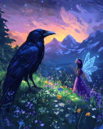 Fairy Talking with a Raven