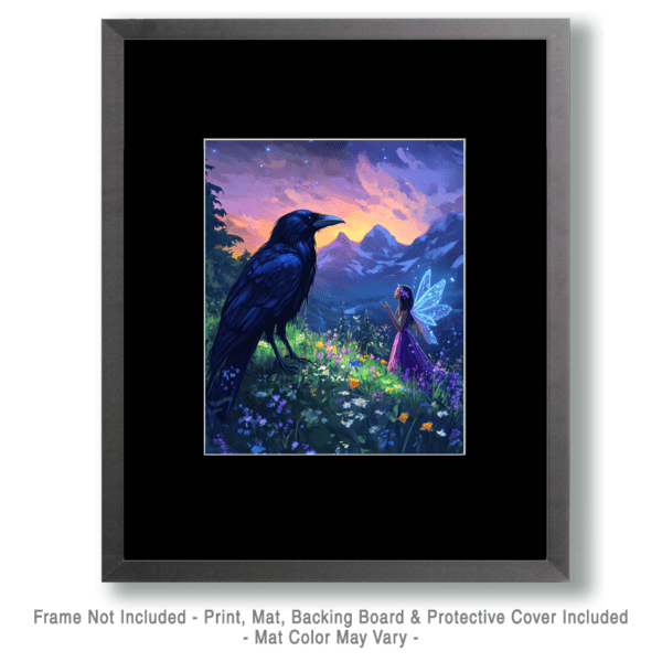 Fairy Talking with a Raven Art