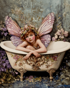 Lavender Fairy in Bathtub