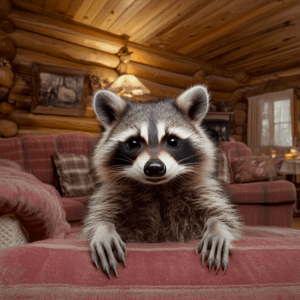 Raccoon in the Lodge