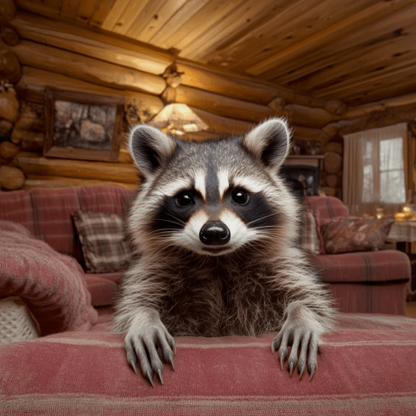 Raccoon in the Lodge