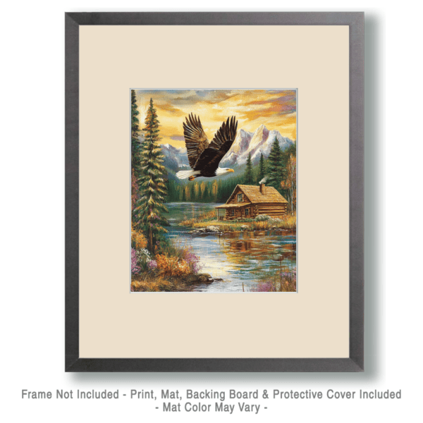 Bald Eagle Flying Above Lake Art