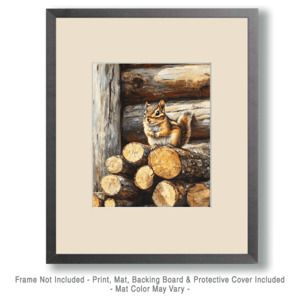 Chipmunk on Woodpile Art