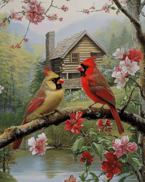 Pair of Cardinals by Homestead