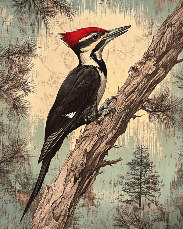 Vintage Pileated Woodpecker Print