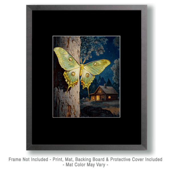 Luna Moth and Cabin Art