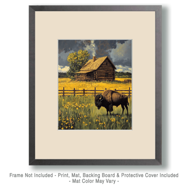 Bison Grazing by Homestead Art