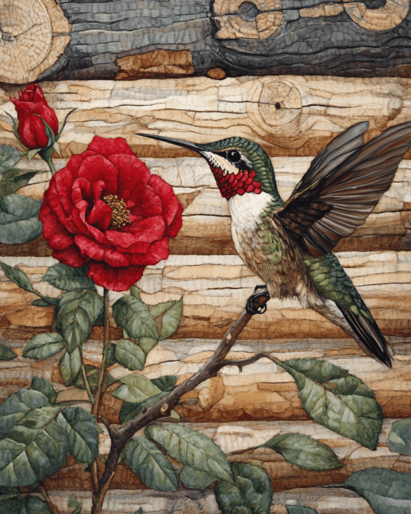 Hummingbird and Roses