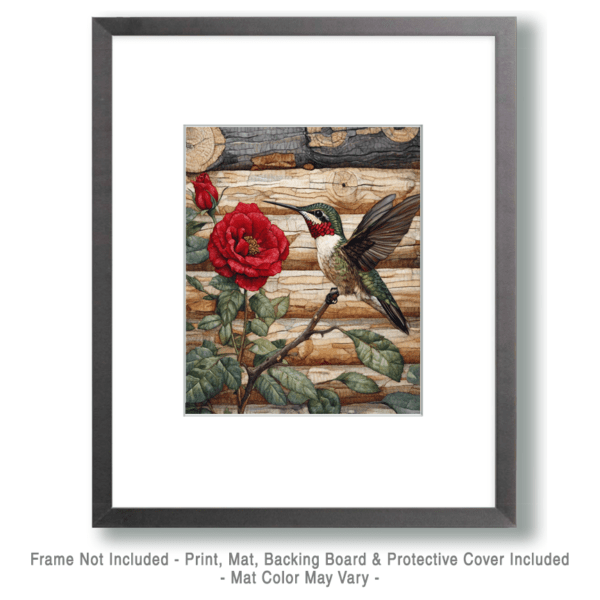 Hummingbird and Roses Art