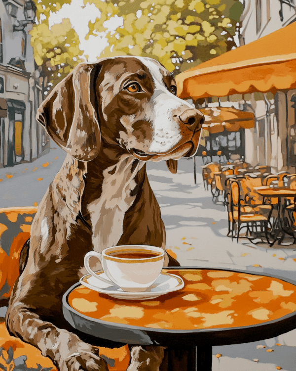 German Shorthaired Pointer at Cafe