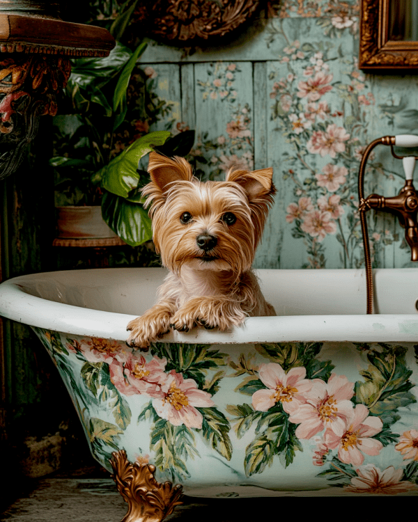 Yorkshire Terrier in Bathtub