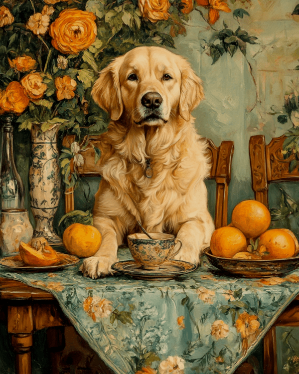 Golden Retriever at Tea