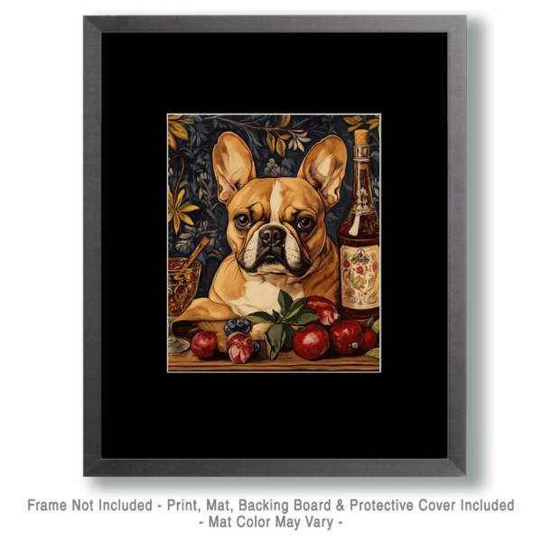 French Bulldog and Wine Art