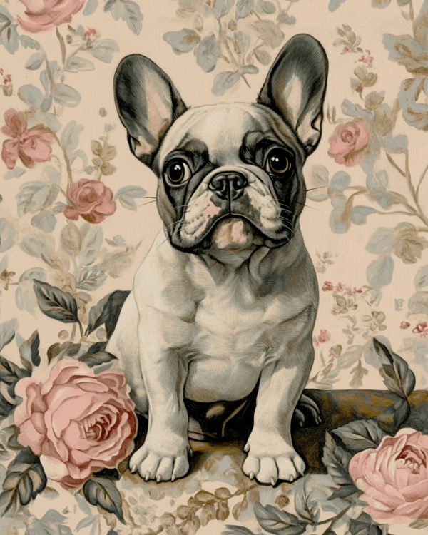 French Bulldog Puppy with Roses