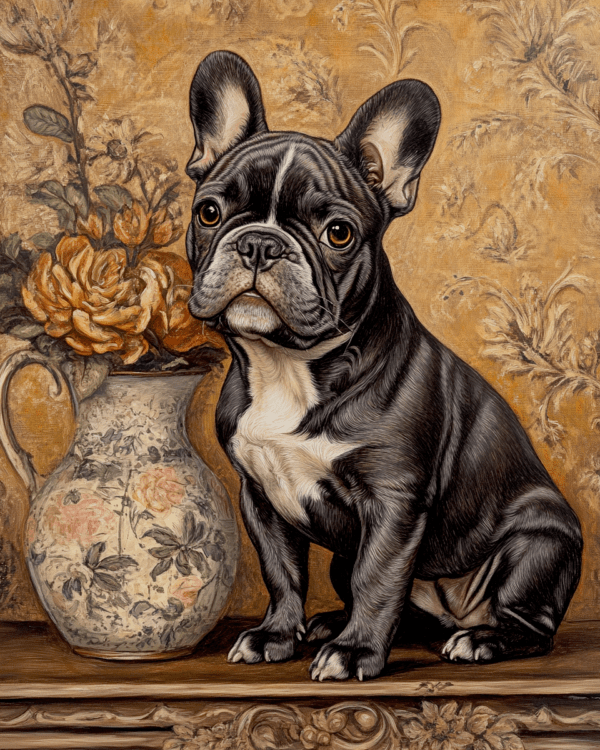 French Bulldog Puppy and Vase