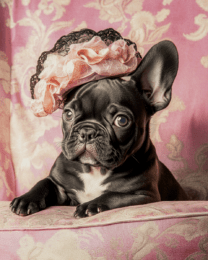 French Bulldog Puppy in Pink Hat