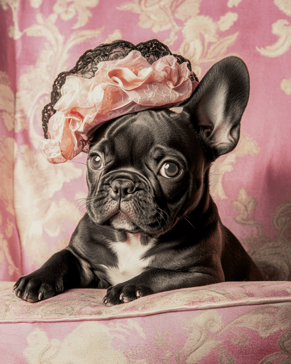 French Bulldog Puppy in Pink Hat